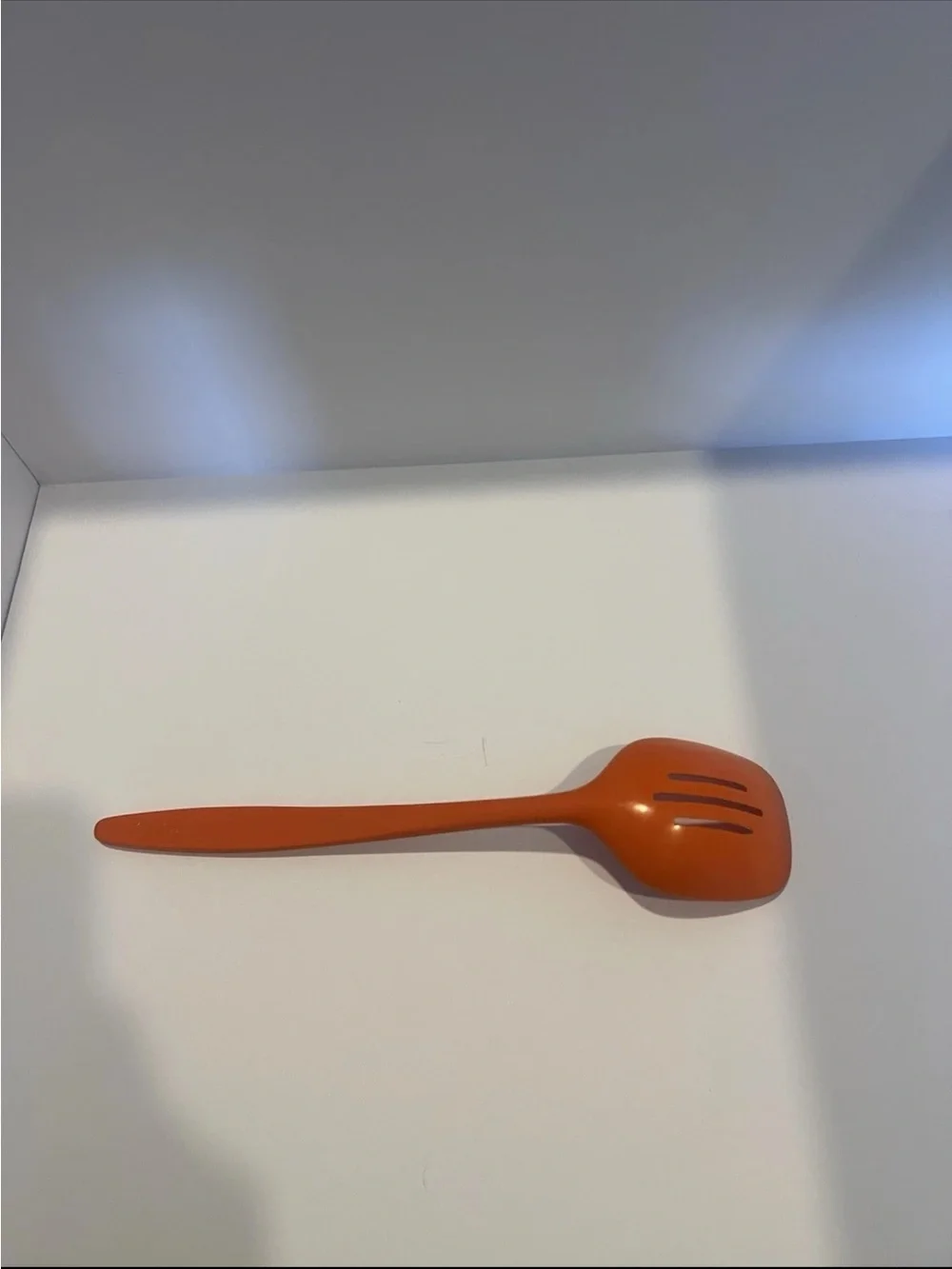 Vintage MCM Orange Melamine Slotted Spoon Modern chic Scandinavian Mod Style